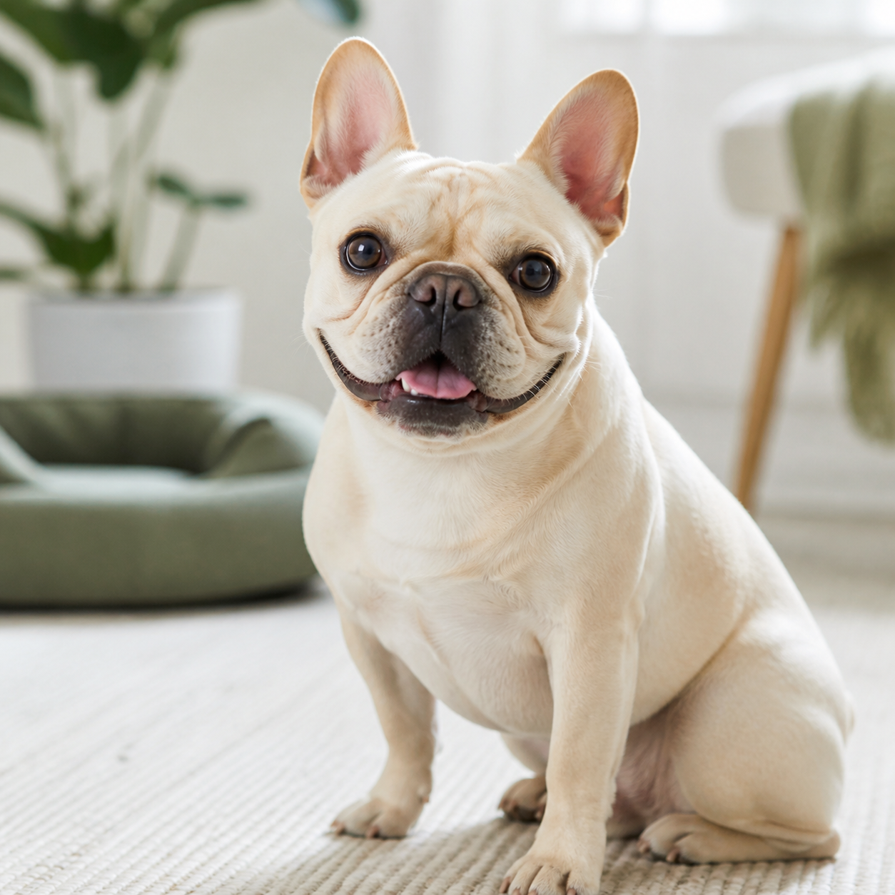 Luna, a cream French bulldog